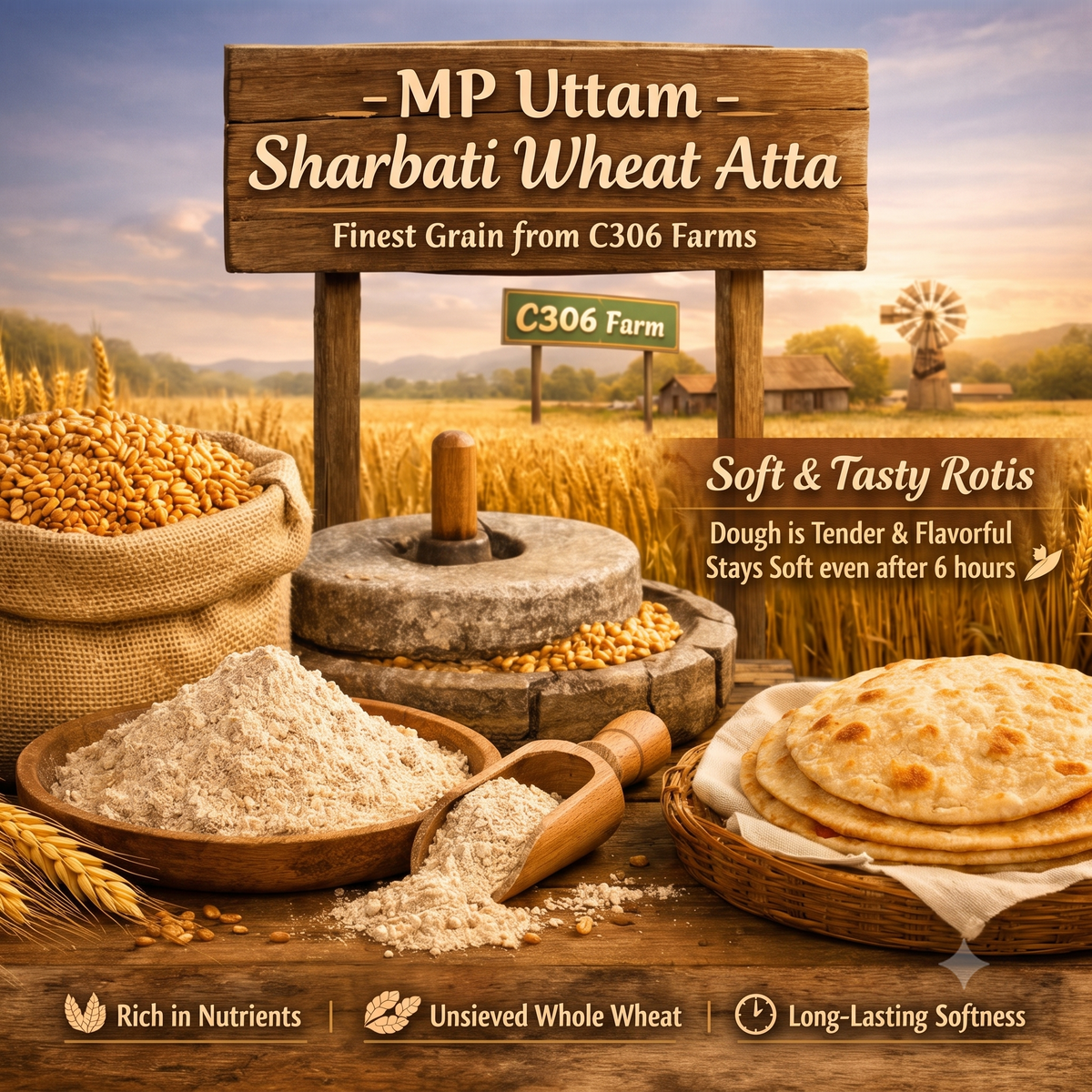 MP Uttam Sharbati Wheat Atta 5KG