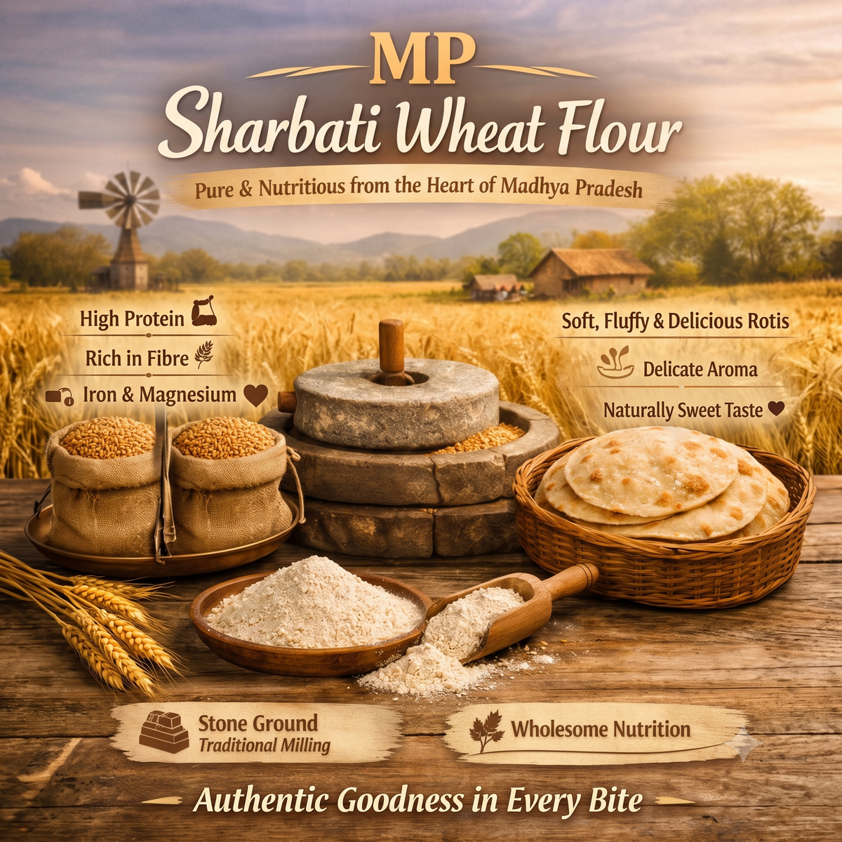 MP Sharbati Wheat Atta 5KG