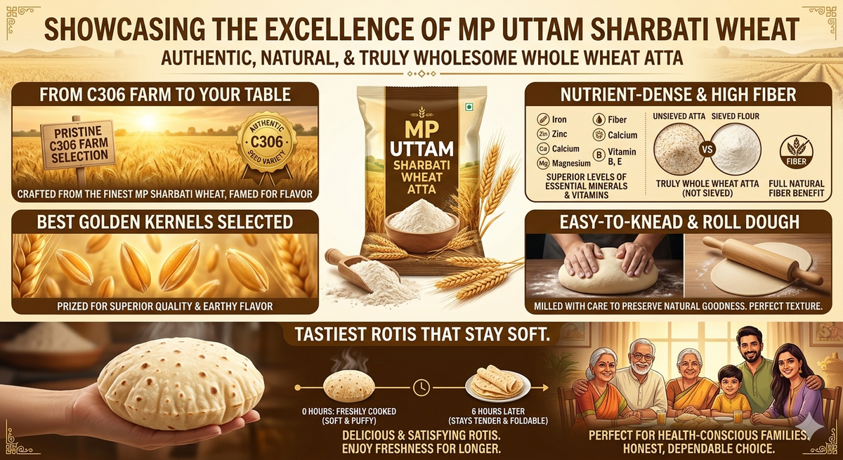 MP Uttam Sharbati Wheat Atta 5KG