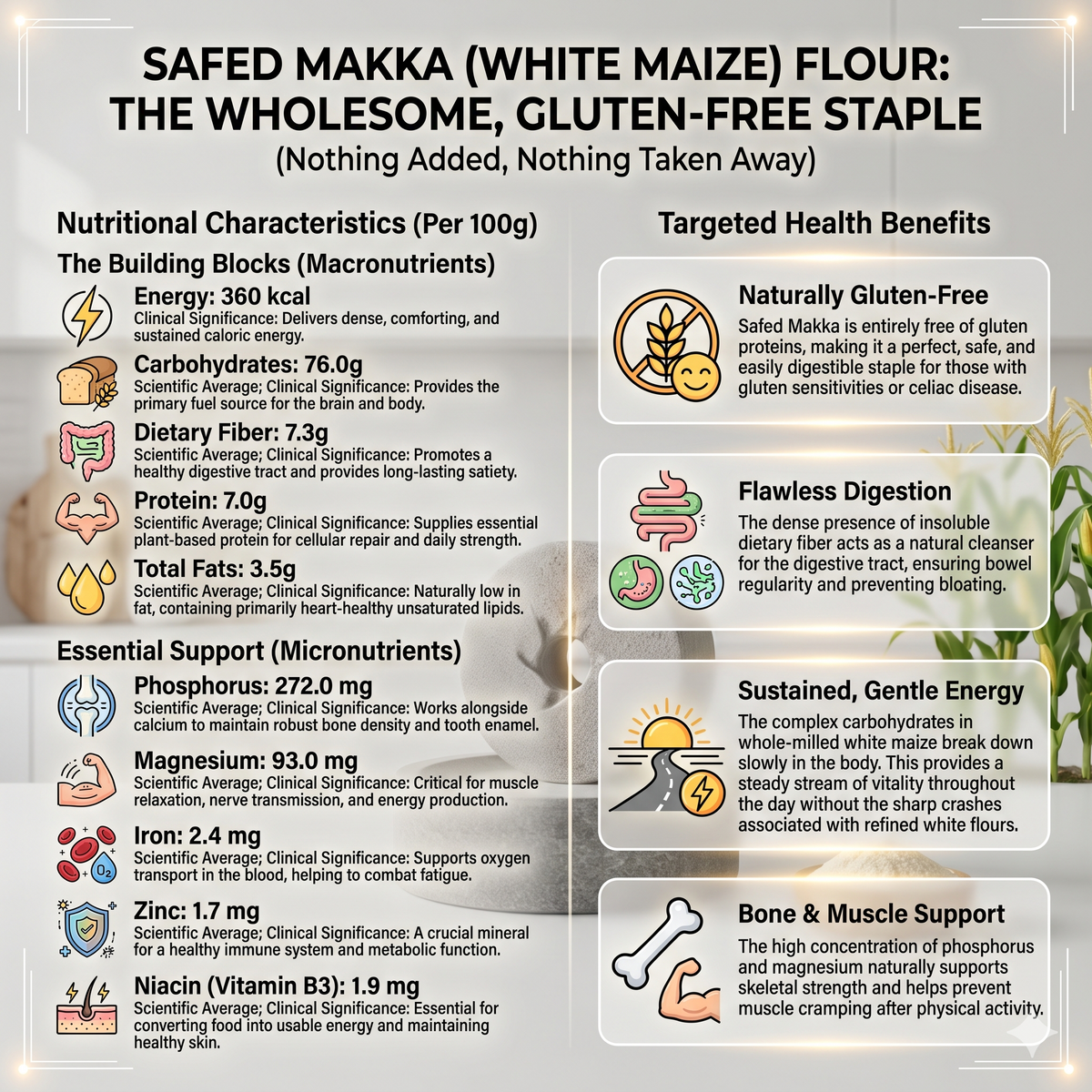 White Maize Flour (Safed Makki) 500gm