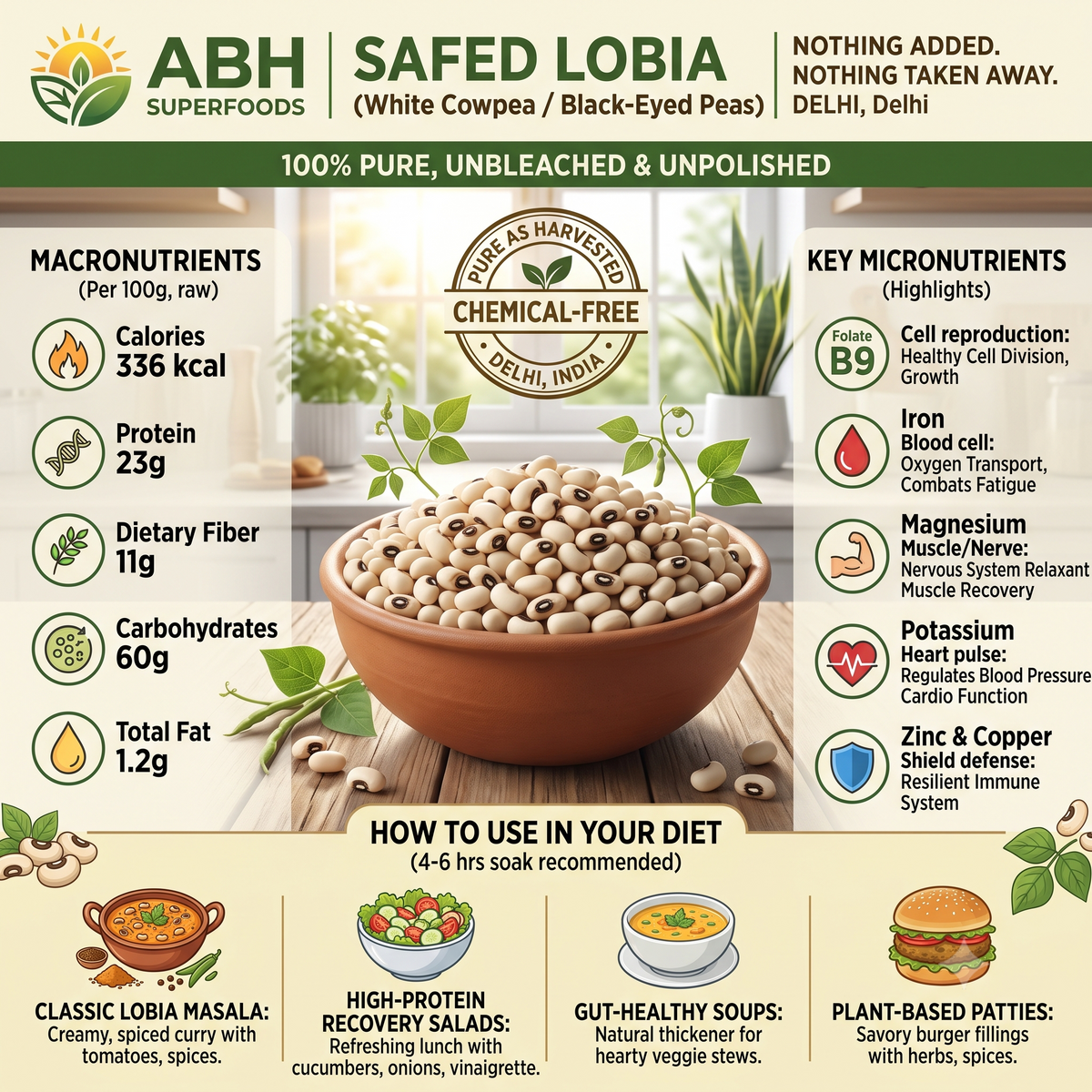 White Lobia (White Cowpea / Black Eyed Peas)